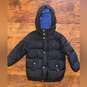 Polo RALPH LAUREN Size 4T Boys Black Jacket  Down Puffer Hooded Winter Coat